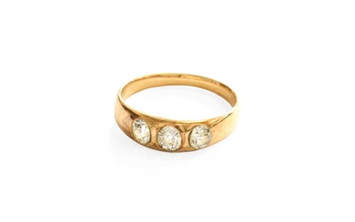 A Late Victorian Diamond Three Stone Ring, the old cut...