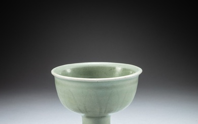 A 'Longquan' celadon-glazed 'turtle' stem cup, Song - Ming dynasty...