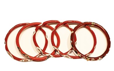 A Lot of Chinese Style Cinnabar-Lacquer Enamel Bracelets