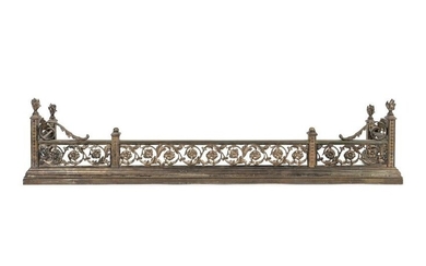A Louis XVI Style Silvered Bronze Fire Fender Length 51