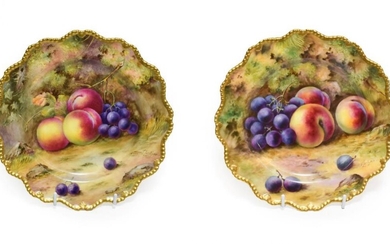 A Matched Pair of Royal Worcester Porcelain Plates, by Thomas...