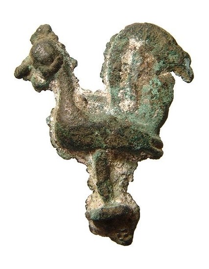 A Medieval bronze cockerel