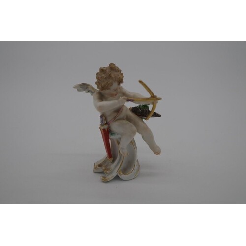 A Meissen figure of Cupid Archer, impressed no. R133, 12cm h...