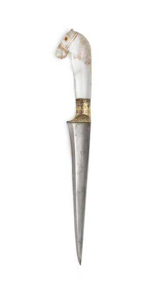 A Mughal rock crystal horse head dagger (peshkabz)