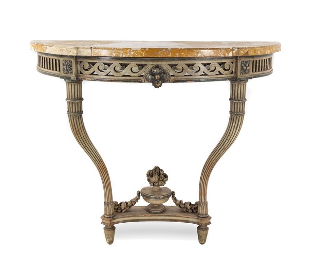 A Neoclassical Style Painted Marble-Top Console Table