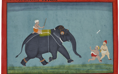 A PAINTING OF THE ELEPHANT CHACHAL GAJ INDIA, RAJASTHAN, MEWAR, CIRCA 1762-1765