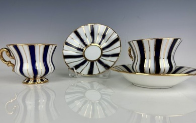 A PAIR OF 19TH C. MEISSEN CUP AND SAUCERS