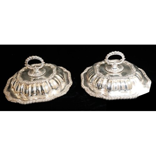 A PAIR OF EARLY 20TH CENTURY SILVER PLATED OCTAGONAL ENTRÉE ...