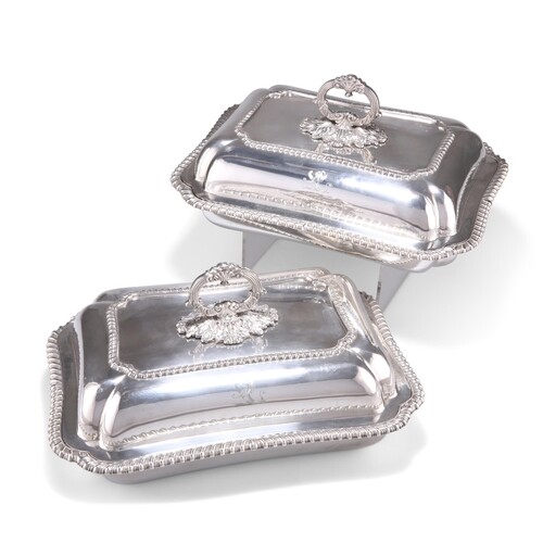 A PAIR OF GEORGE IV SILVER ENTRÉE DISHES AND COVERS, by Jose...