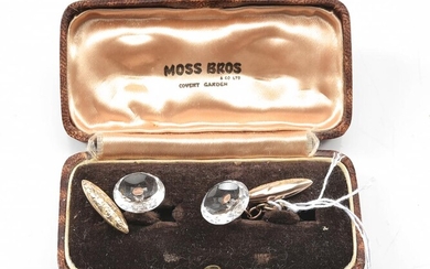 A PAIR OF ROCK CRYSTAL CUFFLINKS IN 9CT GOLD, BOXED