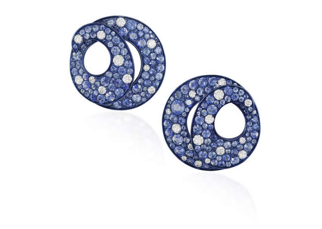 A PAIR OF SAPPHIRE AND DIAMOND EARRINGS, BY...