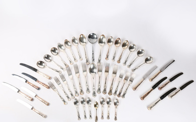 A PART CANTEEN OF KINGS PATTERN TABLE CUTLERY.