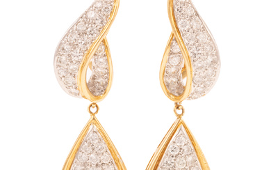 A Pair of Diamond Pave Dangle Earrings in 18K