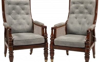 A Pair of English Regency-Style Caned Armchairs