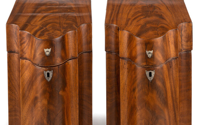 A Pair of George III Figured Mahogany Knife Boxes