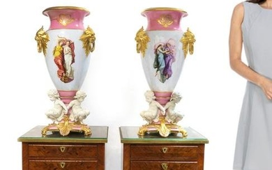 A Pair of Henri Ardant & Co Three Handled Vases