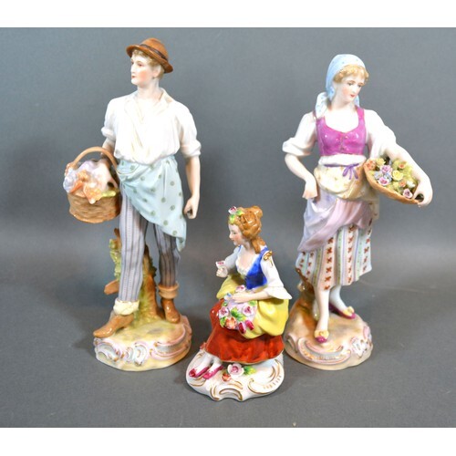 A Pair of Late 19th century German porcelain figures "The Fl...