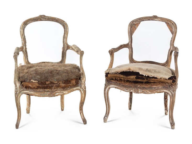 A Pair of Louis XV Painted Fauteuil Frames