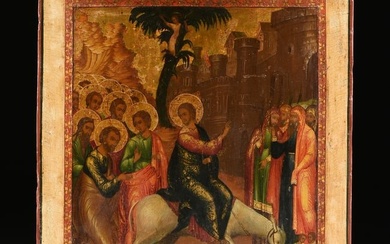 A RUSSIAN ICON OF CHRIST'S ENTRY INTO JERUSALEM, MOSCOW, 19TH CENTURY