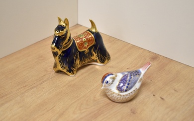 A Royal Crown Derby porcelain Scottish Terrier paperweight, decorated in the Imari palette MMV