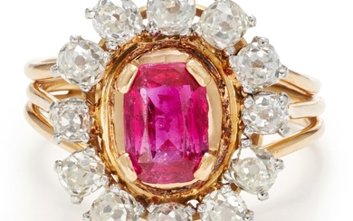 A Ruby, Diamond, Platinum and Gold Ring