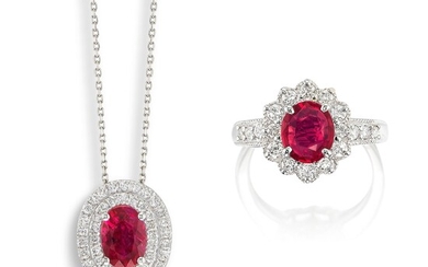 A Ruby and Diamond Ring, and A Ruby and Diamond Pendant Necklace