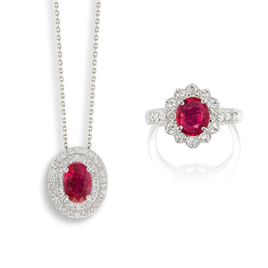 A Ruby and Diamond Ring, and A Ruby and Diamond Pendant Necklace