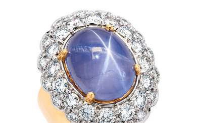 A Star Sapphire, Diamond and Gold Ring, Cavelti