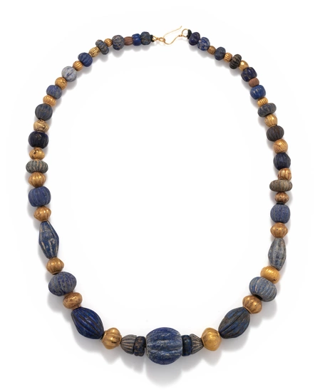 A Sumerian Lapis Lazuli and Gold Bead Necklace