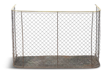 A VICTORIAN BRASS AND WIRE PANEL NURSERY FENDER,...