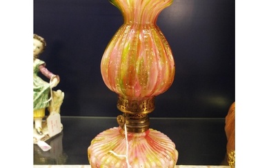 A Victorian end of day glass oil lamp circa 1845