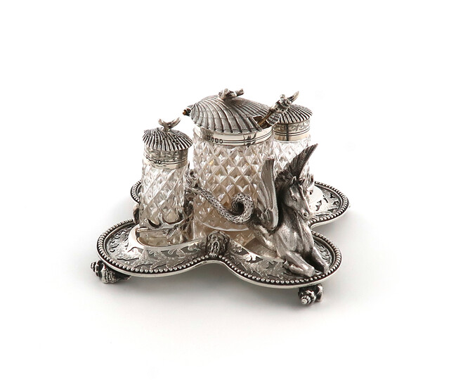 A Victorian silver cruet set