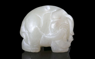 A WHITE JADE ‘ELEPHANT’ TOGGLE China, 20th century...