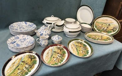 A Wedgwood porcelain Aegean pattern dinner service with green marbled...
