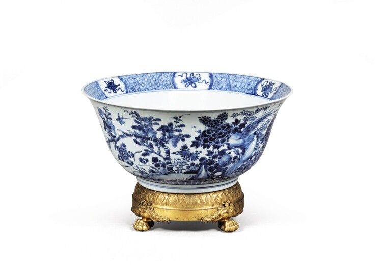 A blue and white 'birds and flowers' bowl China, Qing Dynasty, 18th century