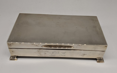 A century silver cigar box, engine turned lid, hallmarked...