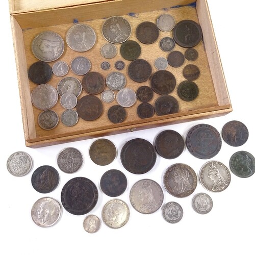 A collection of British silver and copper coins, George III ...