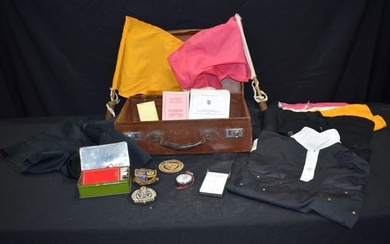 A collection of Vintage football referee kit and equipment together with a small leather case (Qty).