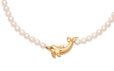 A cultured pearl 'Dolphin' necklace