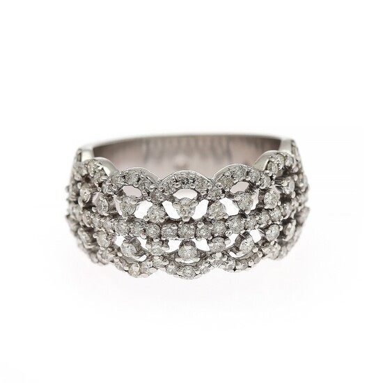 SOLD. A diamond ring set with numerous brilliant-cut diamonds weighing a total of app. 1.17...