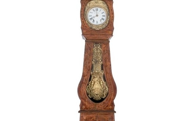 A faux walnut painted case tower clock, 19th century