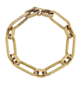 A flexible bracelet, of textured fetter-link design,...