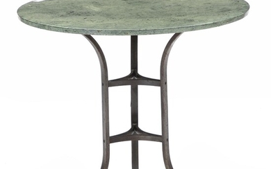 SOLD. A garden table with iron frame and green marble top. 20th/21st century. H. 70 cm. Diam. 80 cm. – Bruun Rasmussen Auctioneers of Fine Art