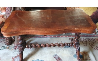A good 19th Century Walnut and Veneered Centre Table on barl...