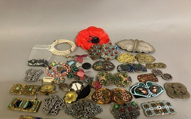 A good selection of 19th and 20th century buckles in metal, ...