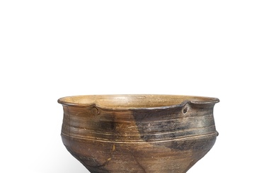 A gray pottery pouring bowl, Longshan culture, c. 2500-2000 BC 龍山文化 灰陶匜