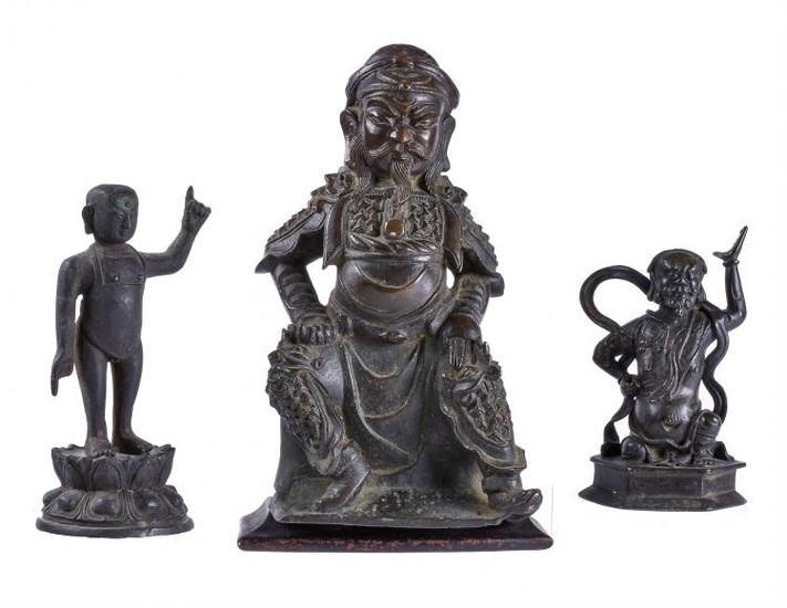 A group of three Chinese bronze figures