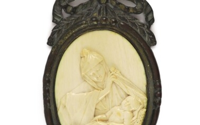 À la manière de Jurgen Kriebel (1580-1645), une plaque en ivoire sculptée en relief de...