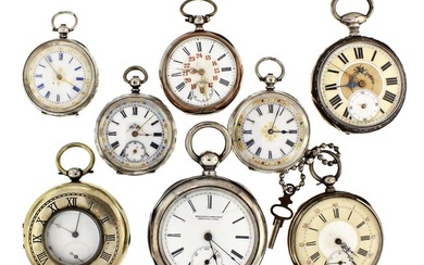 A lot of eleven American and Swiss pocket watches
