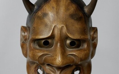 A painted wood no mask of Hannya type. 19th century...
